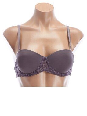 Rene Rofe Convertible Lace Push-Up Bra, Grey, 34A